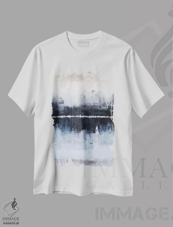تیشرت سفید طرح دار افق دو اثر رادیانا کریستوا | فروشگاه ایماژ