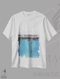 تیشرت سفید طرح دار منظرهٔ انتزاعی دریا بیست و نه اثر رادیانا کریستوا | فروشگاه ایماژ