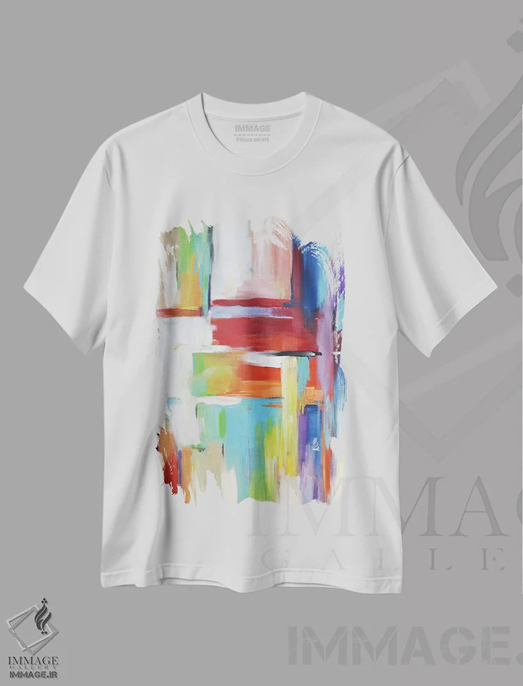 تیشرت سفید طرح دار چراغ های شهری انتزاعی اثر رادیانا کریستوا | immage.ir