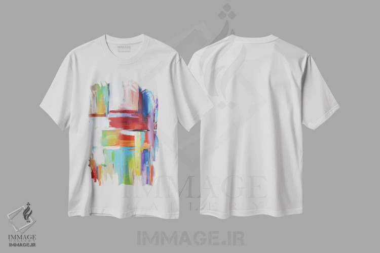 تیشرت سفید طرح دار چراغ های شهری انتزاعی اثر رادیانا کریستوا | immage.ir
