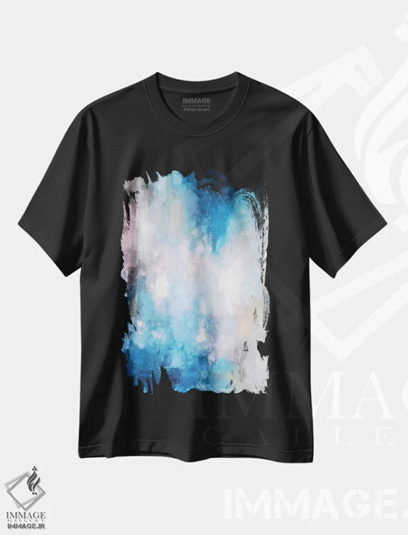 تیشرت مشکی طرح دار باران انتزاعی پنج اثر رادیانا کریستوا | فروشگاه ایماژ