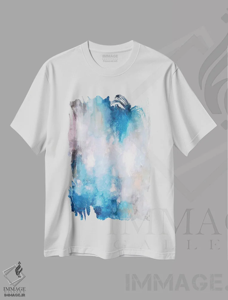 تیشرت سفید طرح دار باران انتزاعی پنج اثر رادیانا کریستوا | immage.ir