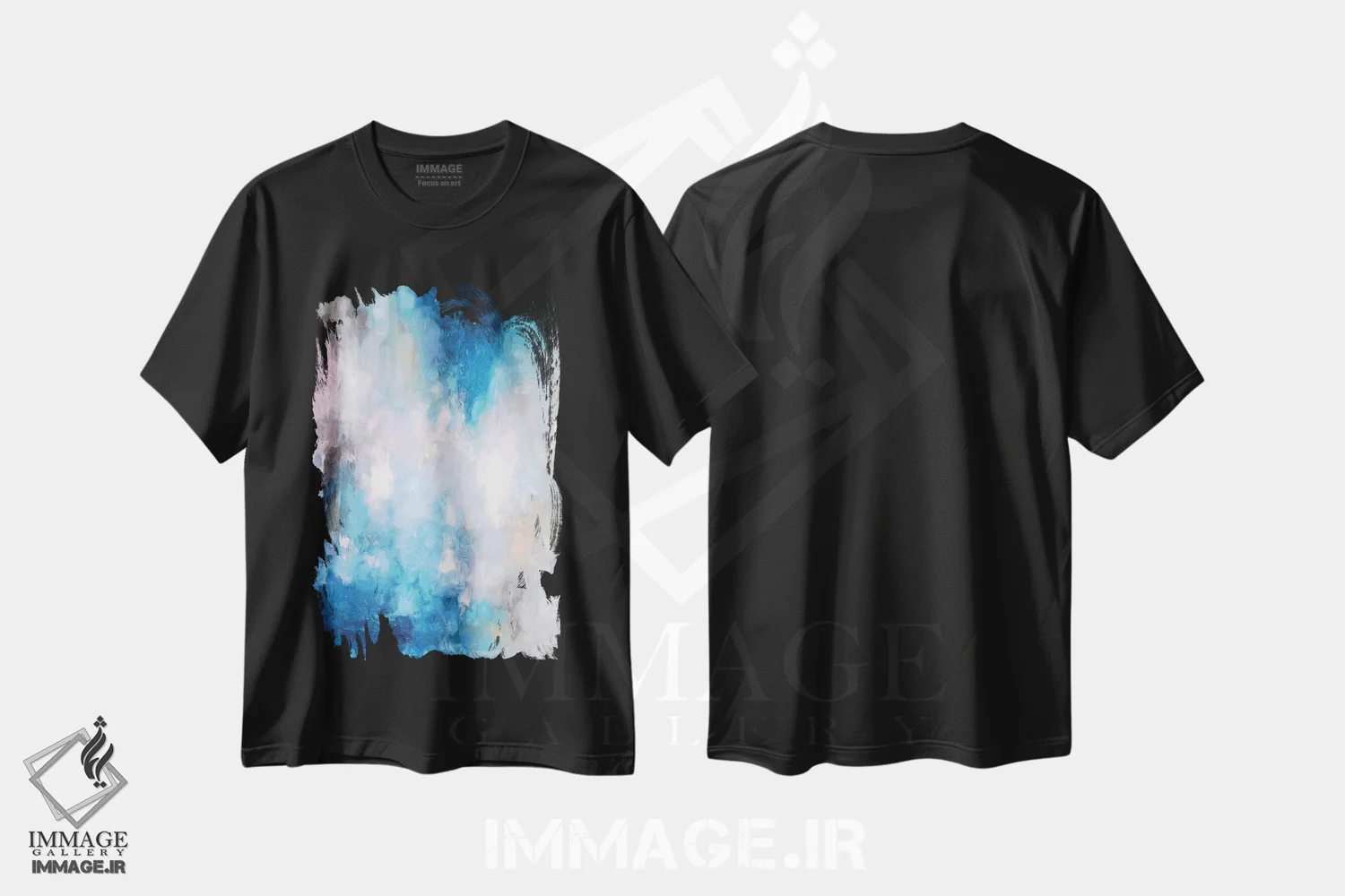 تیشرت مشکی طرح دار باران انتزاعی پنج اثر رادیانا کریستوا | فروشگاه ایماژ