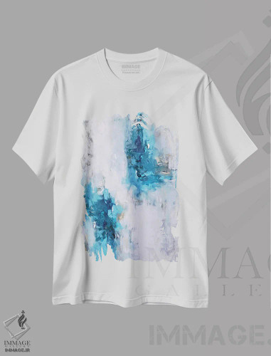 تیشرت سفید طرح دار باران انتزاعی سه اثر رادیانا کریستوا | فروشگاه ایماژ