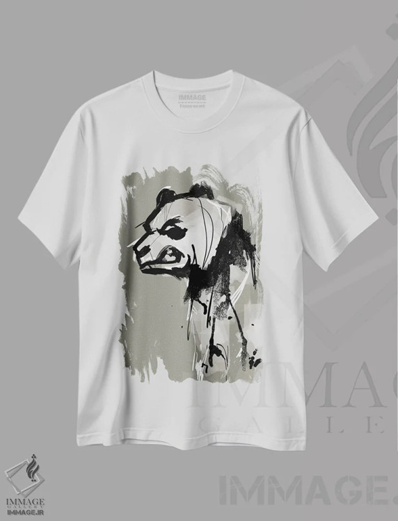 تیشرت سفید طرح دار پاندای عصبانی، هنر دیجیتال اثر دوزال | immage.ir