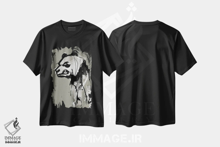 تیشرت مشکی طرح دار پاندای عصبانی، هنر دیجیتال اثر دوزال | فروشگاه ایماژ