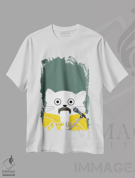 تیشرت سفید طرح دار گربهٔ فردی، هنر دیجیتال اثر دوزال | فروشگاه ایماژ