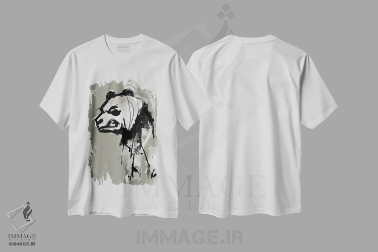 تیشرت سفید طرح دار پاندای عصبانی، هنر دیجیتال اثر دوزال | immage.ir
