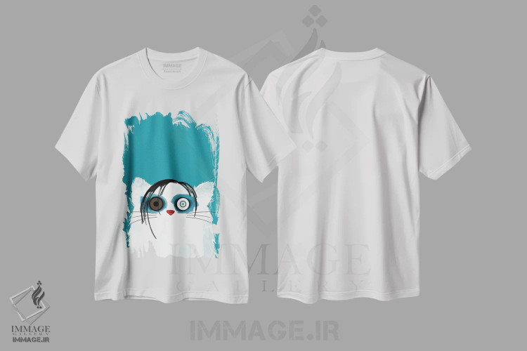 تیشرت سفید طرح دار گربهٔ مانسون، هنر دیجیتال اثر دوزال | immage.ir