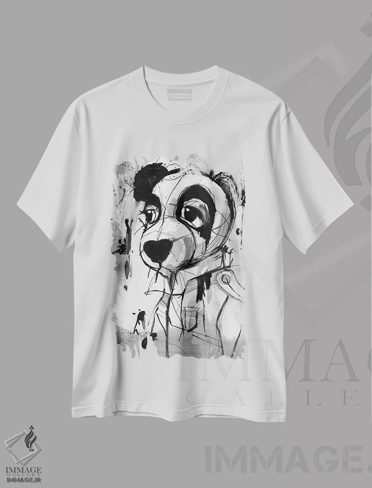 تیشرت سفید طرح دار دریادار پاندا، هنر دیجیتال اثر دوزال | immage.ir