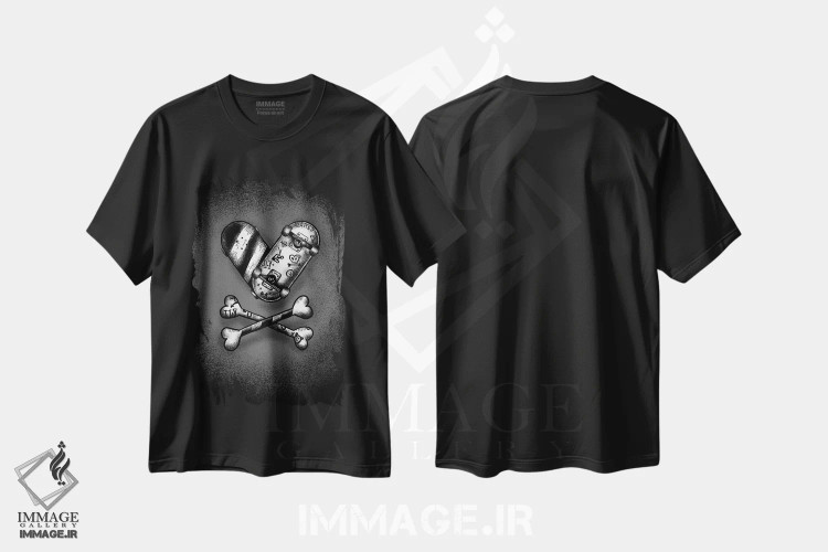 تیشرت مشکی طرح دار من عاشق اسکیت سواری ام، هنر دیجیتال اثر دوزال | immage.ir