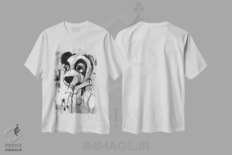 تیشرت سفید طرح دار دریادار پاندا، هنر دیجیتال اثر دوزال | immage.ir