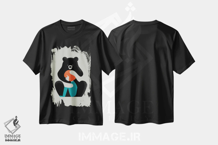 تیشرت مشکی طرح دار آغوش خرسی بزرگ، هنر دیجیتال اثر دوزال | immage.ir
