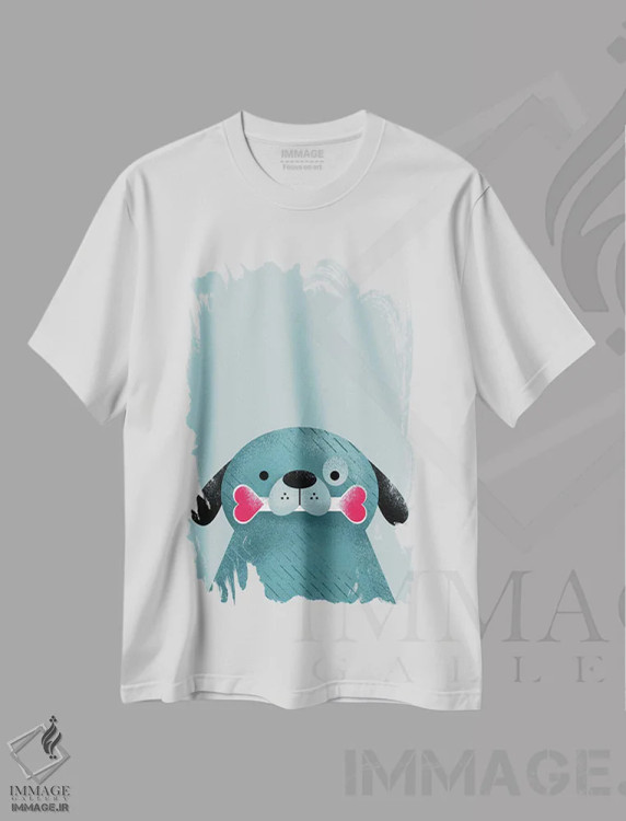 تیشرت سفید طرح دار سگ عاشق تو تا استخوان، هنر دیجیتال اثر دوزال | فروشگاه ایماژ