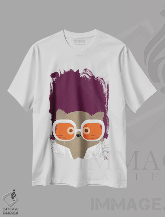 تیشرت سفید طرح دار گربهٔ التون، هنر دیجیتال اثر دوزال | immage.ir