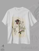 تیشرت سفید طرح دار پرترهٔ گل ها I، تزئینی اثر الی عظیزیان | فروشگاه ایماژ