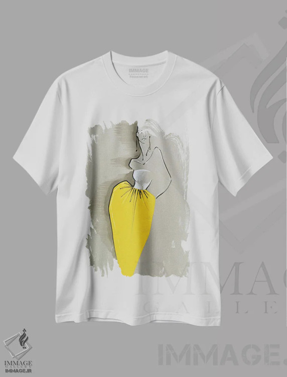 تیشرت سفید طرح دار ژیوانشی آماده پوشیدن، تزئینی اثر الی عظیزیان | فروشگاه ایماژ