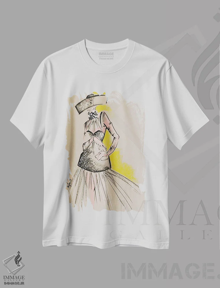 تیشرت سفید طرح دار مجموعهٔ شش ضلعی الکساندر مک کویین، تزئینی اثر الی عظیزیان | immage.ir