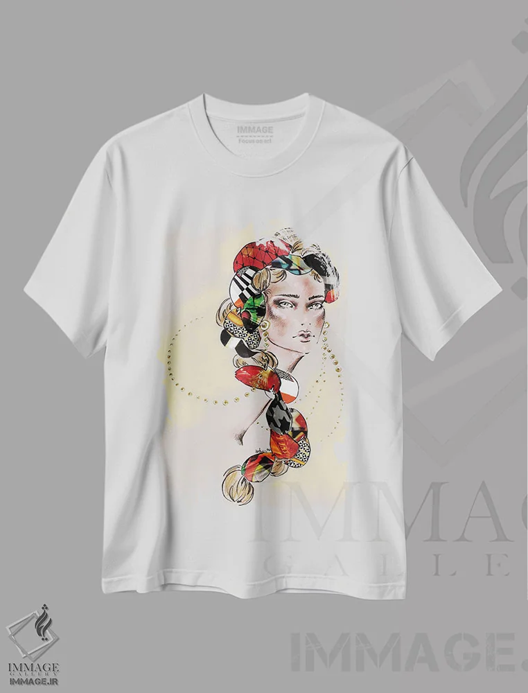 تیشرت سفید طرح دار بافته شده، تزئینی اثر الی عظیزیان | immage.ir
