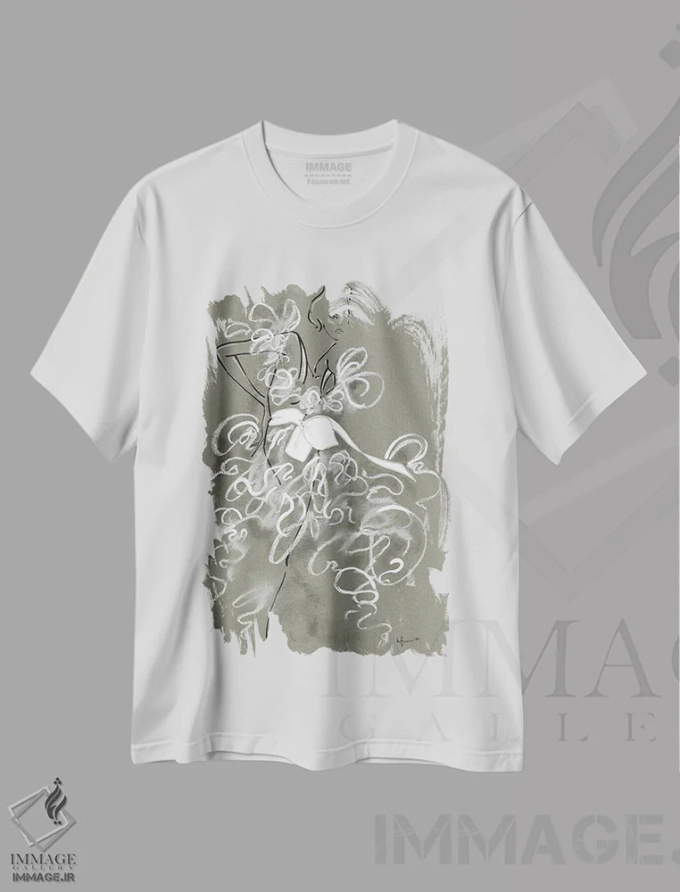 تیشرت سفید طرح دار کوتور جدید I، دست نقاشی و طراحی دستی اثر الی عظیزیان | immage.ir