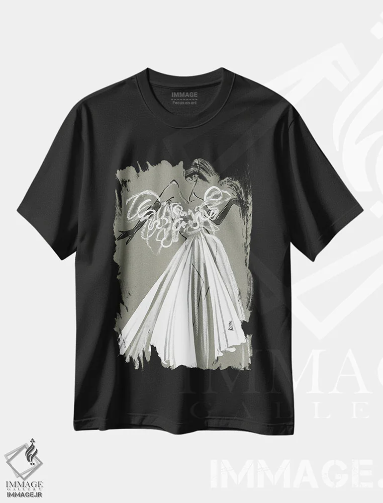 تیشرت مشکی طرح دار کوتور جدید III، دست نقاشی و طراحی دستی اثر الی عظیزیان | immage.ir