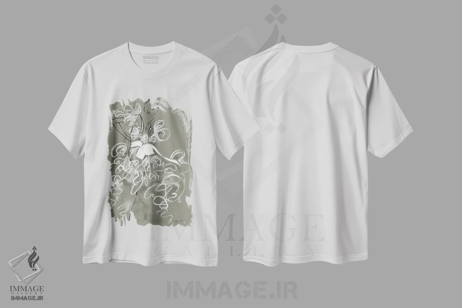 تیشرت سفید طرح دار کوتور جدید I، دست نقاشی و طراحی دستی اثر الی عظیزیان | immage.ir