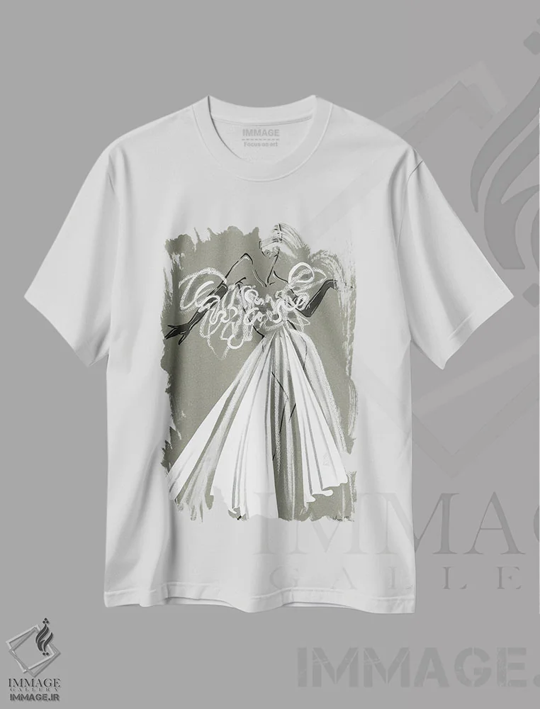 تیشرت سفید طرح دار کوتور جدید III، دست نقاشی و طراحی دستی اثر الی عظیزیان | فروشگاه ایماژ