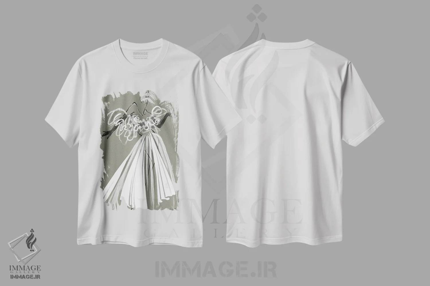 تیشرت سفید طرح دار کوتور جدید III، دست نقاشی و طراحی دستی اثر الی عظیزیان | فروشگاه ایماژ