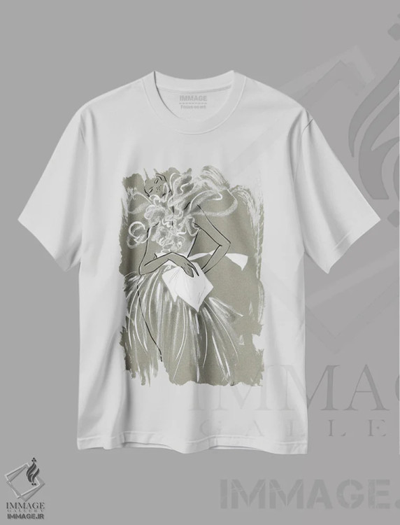 تیشرت سفید طرح دار کوتور جدید IV، دست نقاشی و طراحی دستی اثر الی عظیزیان | immage.ir