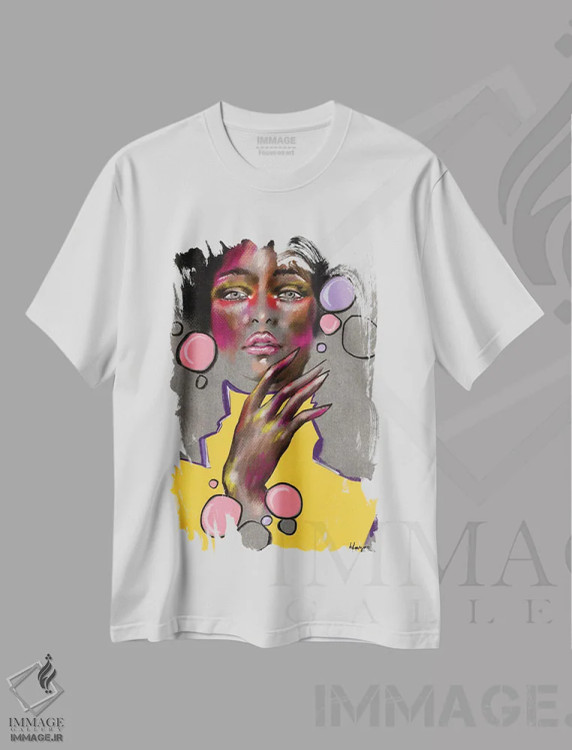 تیشرت سفید طرح دار مه سپیده دم، هنر آمریکایی آفریقایی تبار اثر الی عظیزیان | immage.ir