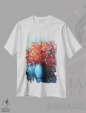 تیشرت سفید طرح دار دسته گل سمفونی، دکور معاصر اثر اریک برونی | فروشگاه ایماژ