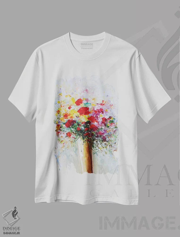 تیشرت سفید طرح دار جشن دسته گل، دکور معاصر اثر اریک برونی | immage.ir