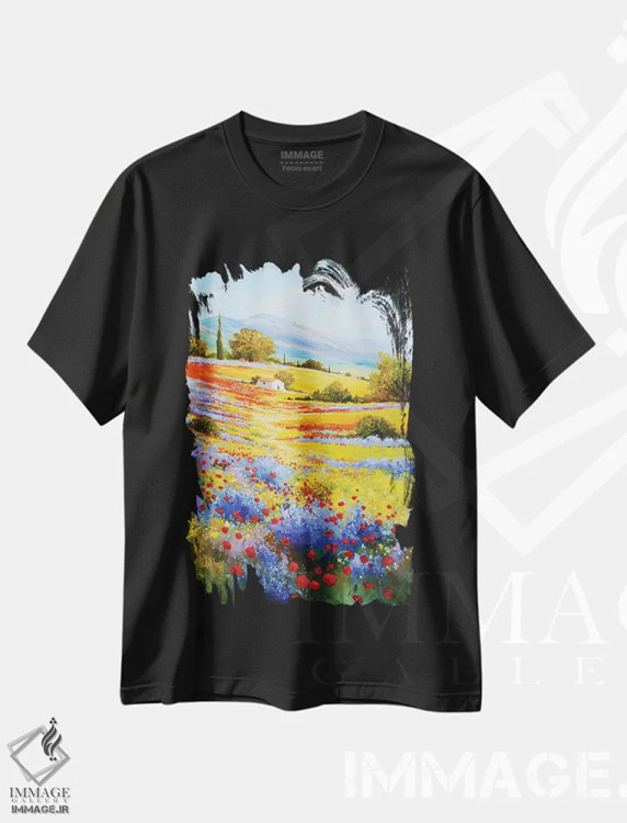 تیشرت مشکی طرح دار چمنزار مخفی، دکور معاصر اثر اریک برونی | immage.ir