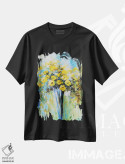 تیشرت مشکی طرح دار دسته گل گل های لای دار، دکور معاصر اثر اریک برونی | فروشگاه ایماژ