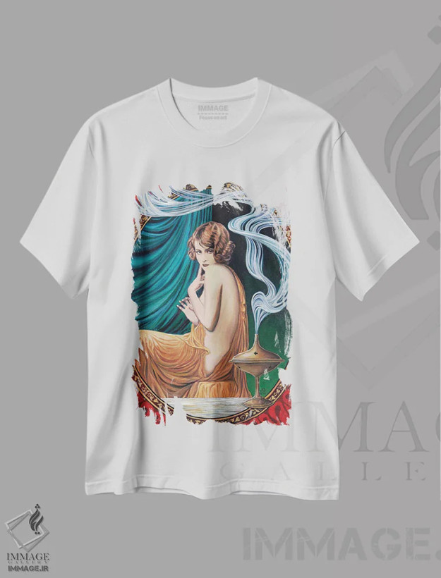 تیشرت سفید طرح دار افسون های ایشتار، هنر فاخر معاصر اثر امیلی بالیوت | فروشگاه ایماژ
