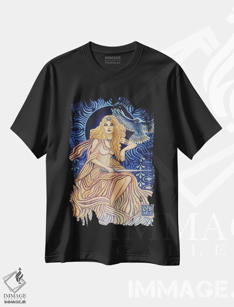 تیشرت مشکی طرح دار مینروا: الهه خرد و استراتژی، مدیوم اثر امیلی بالیوت | immage.ir