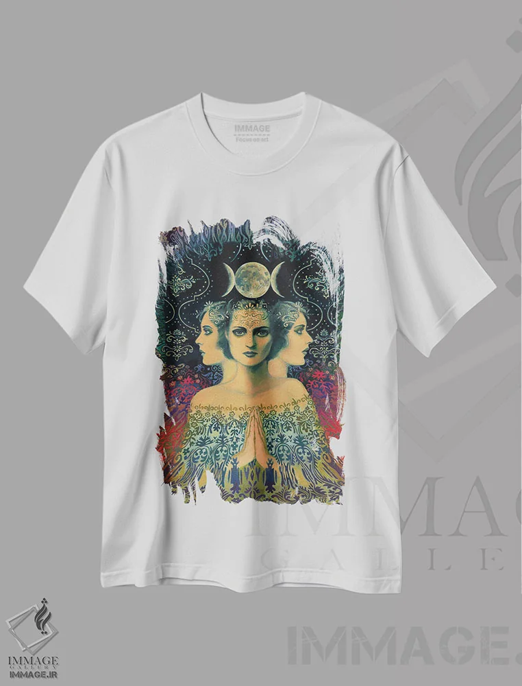 تیشرت سفید طرح دار ماه: الهه رمز و راز، دکوراسیون جایگزین اثر امیلی بالیوت | immage.ir