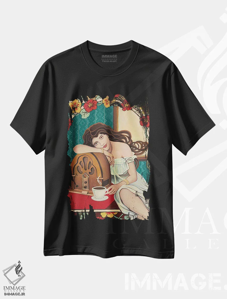 تیشرت مشکی طرح دار آیین صبحگاهی، مدیوم اثر امیلی بالیوت | immage.ir