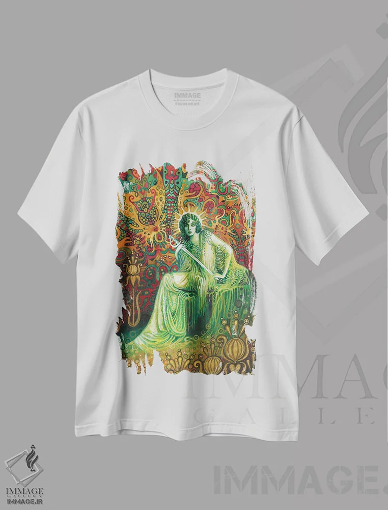 تیشرت سفید طرح دار ملکهٔ شمشیرها، مدیوم اثر امیلی بالیوت | فروشگاه ایماژ