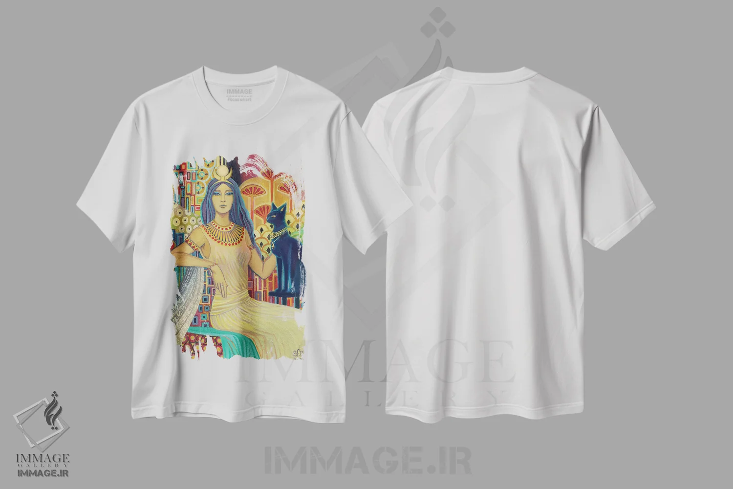 تیشرت سفید طرح دار بست: الهه گربه، هنر فاخر معاصر اثر امیلی بالیوت | immage.ir