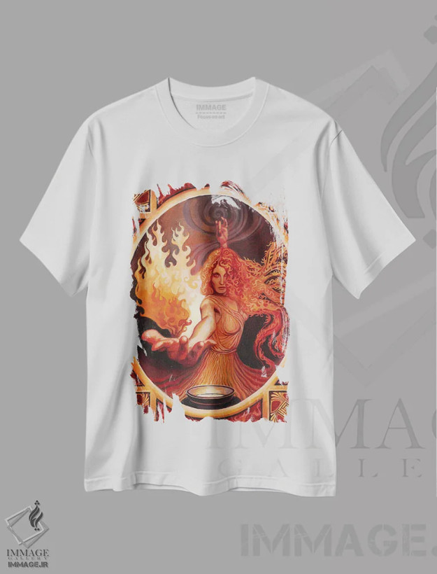 تیشرت سفید طرح دار بریجید: الهه الهام، هنر فاخر معاصر اثر امیلی بالیوت | فروشگاه ایماژ