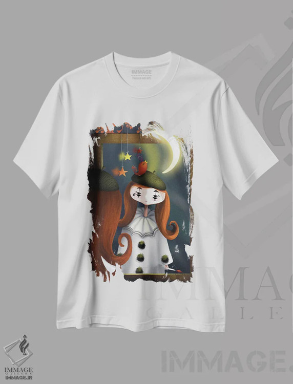 تیشرت سفید طرح دار آینه آینه، مدیوم اثر الی بیک زاده | immage.ir