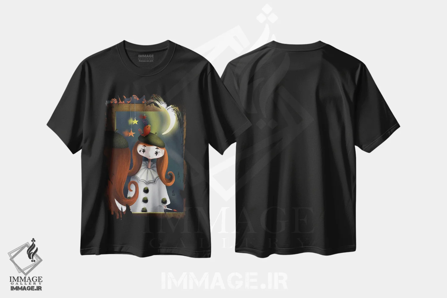 تیشرت مشکی طرح دار آینه آینه، مدیوم اثر الی بیک زاده | فروشگاه ایماژ