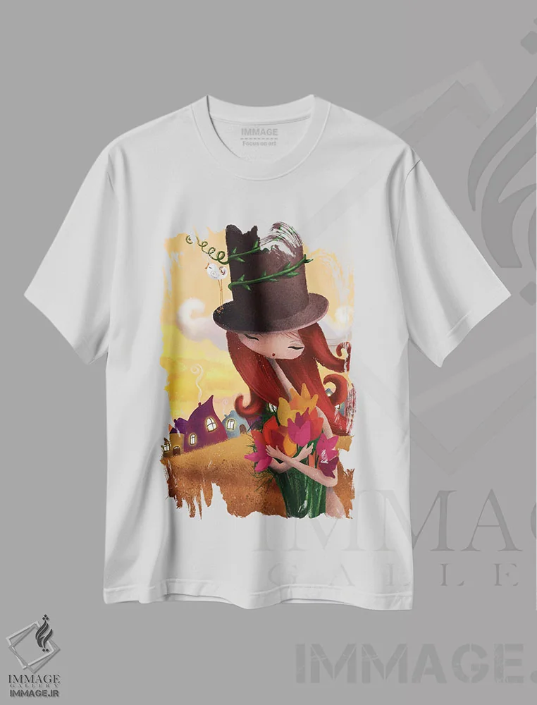 تیشرت سفید طرح دار غروب تابستان، مدیوم اثر الی بیک زاده | immage.ir
