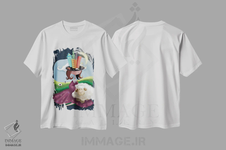 تیشرت سفید طرح دار شهر یا روستا، هنر فاخر معاصر اثر الی بیک زاده | فروشگاه ایماژ