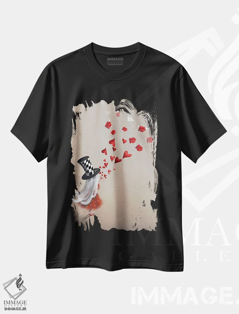تیشرت مشکی طرح دار ارسال عشق، تزئینی اثر الی بیک زاده | immage.ir