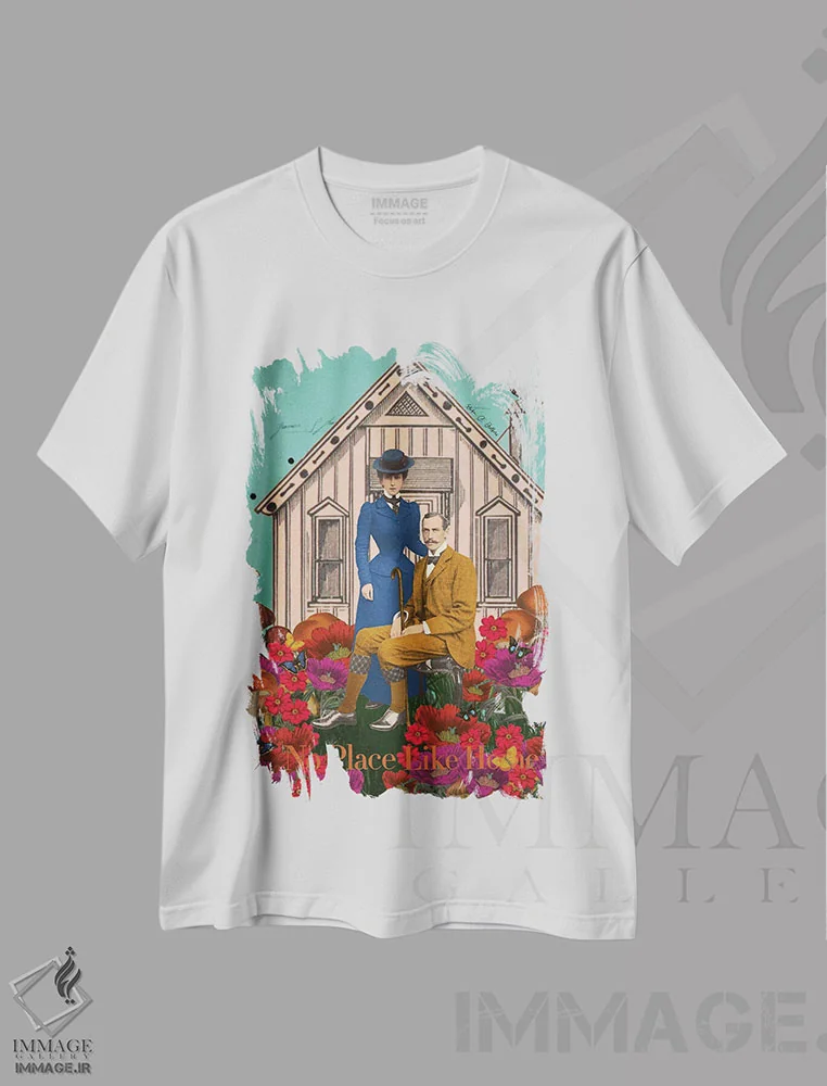 تیشرت سفید طرح دار جایی مثل خانه نیست، تزئینی اثر اریکا سی. برادرز | immage.ir