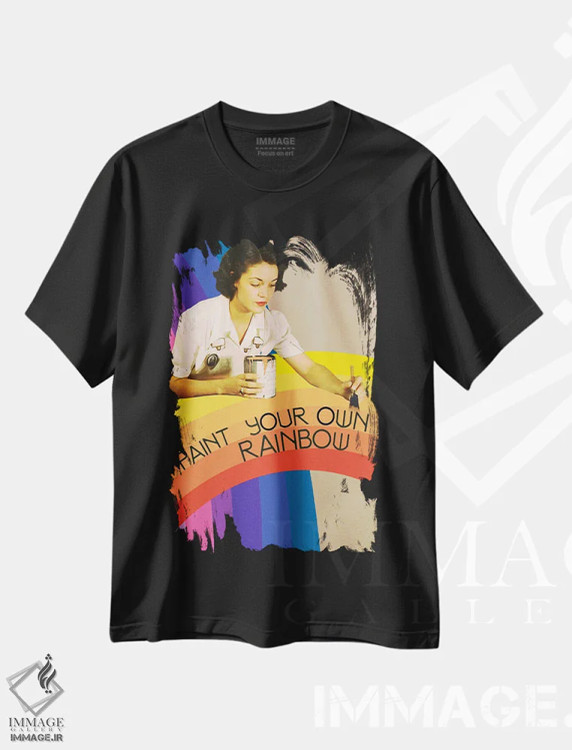 تیشرت مشکی طرح دار رنگین کمان خودت را نقاشی کن، تزئینی اثر اریکا سی. برادرز | immage.ir