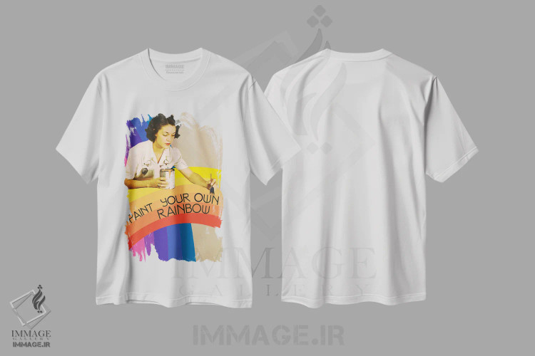 تیشرت سفید طرح دار رنگین کمان خودت را نقاشی کن، تزئینی اثر اریکا سی. برادرز | فروشگاه ایماژ