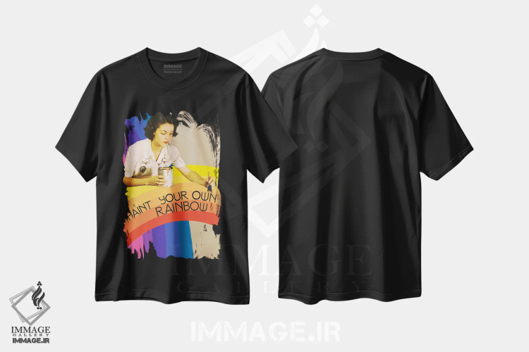 تیشرت مشکی طرح دار رنگین کمان خودت را نقاشی کن، تزئینی اثر اریکا سی. برادرز | immage.ir